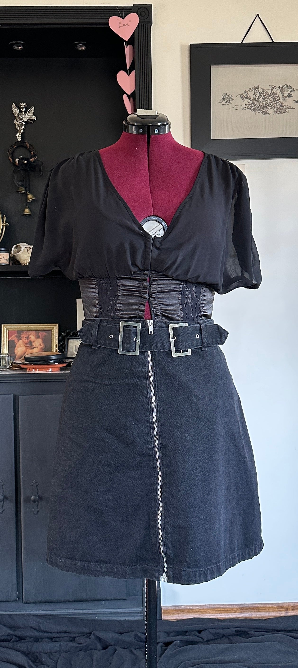 City Chic Belted Denim Mini Skirt SZ 20