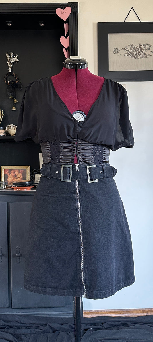 City Chic Belted Denim Mini Skirt SZ 20