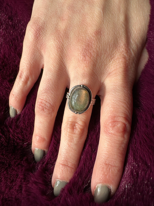 Silver & Labradorite Ring SZ 6