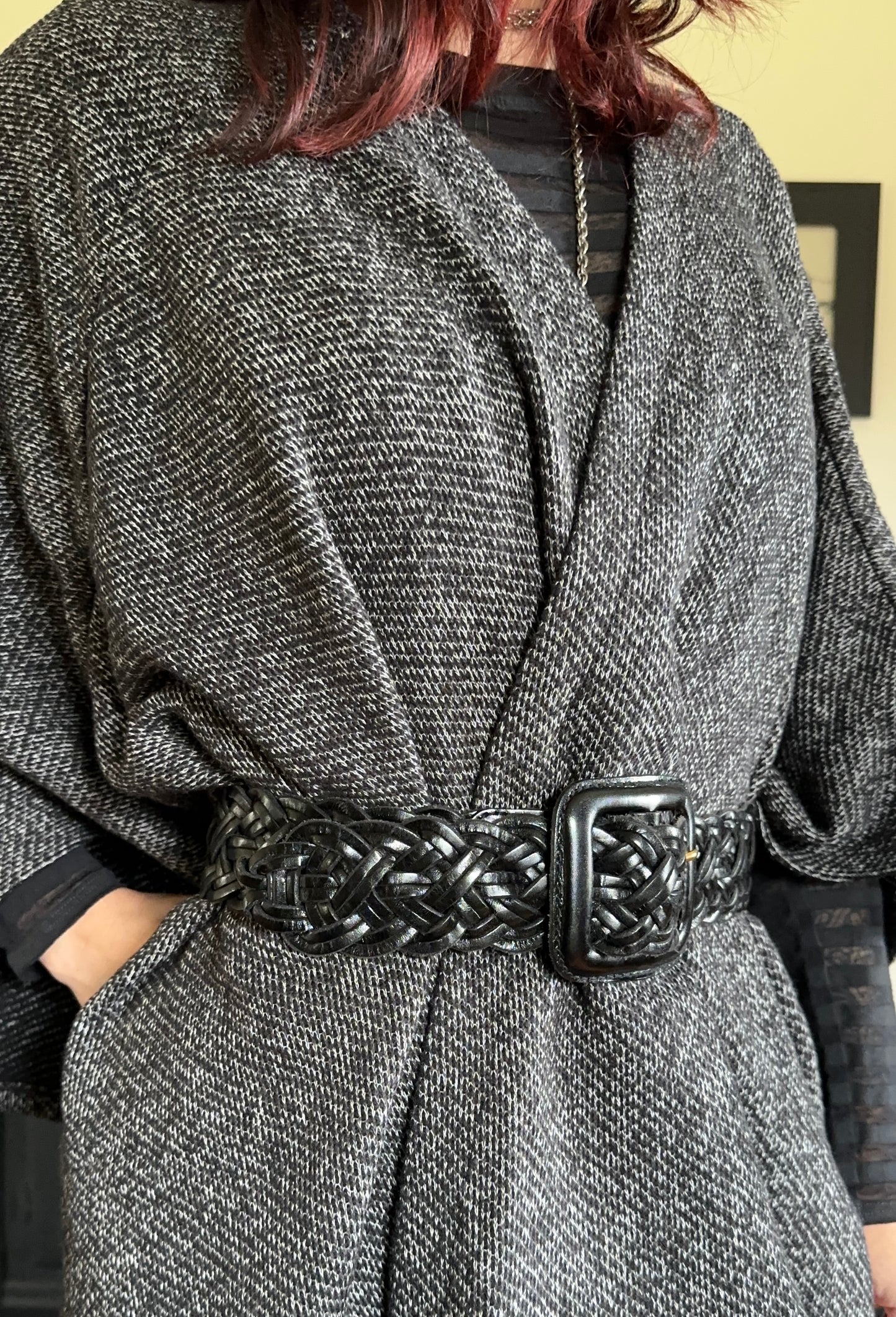 Wide Braided Leather Belt XS-M