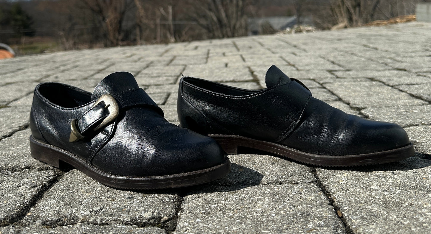 90s Leather Monk Strap Flats SZ 7.5