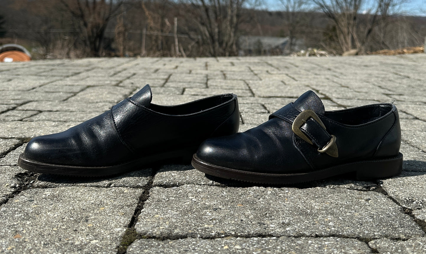 90s Leather Monk Strap Flats SZ 7.5