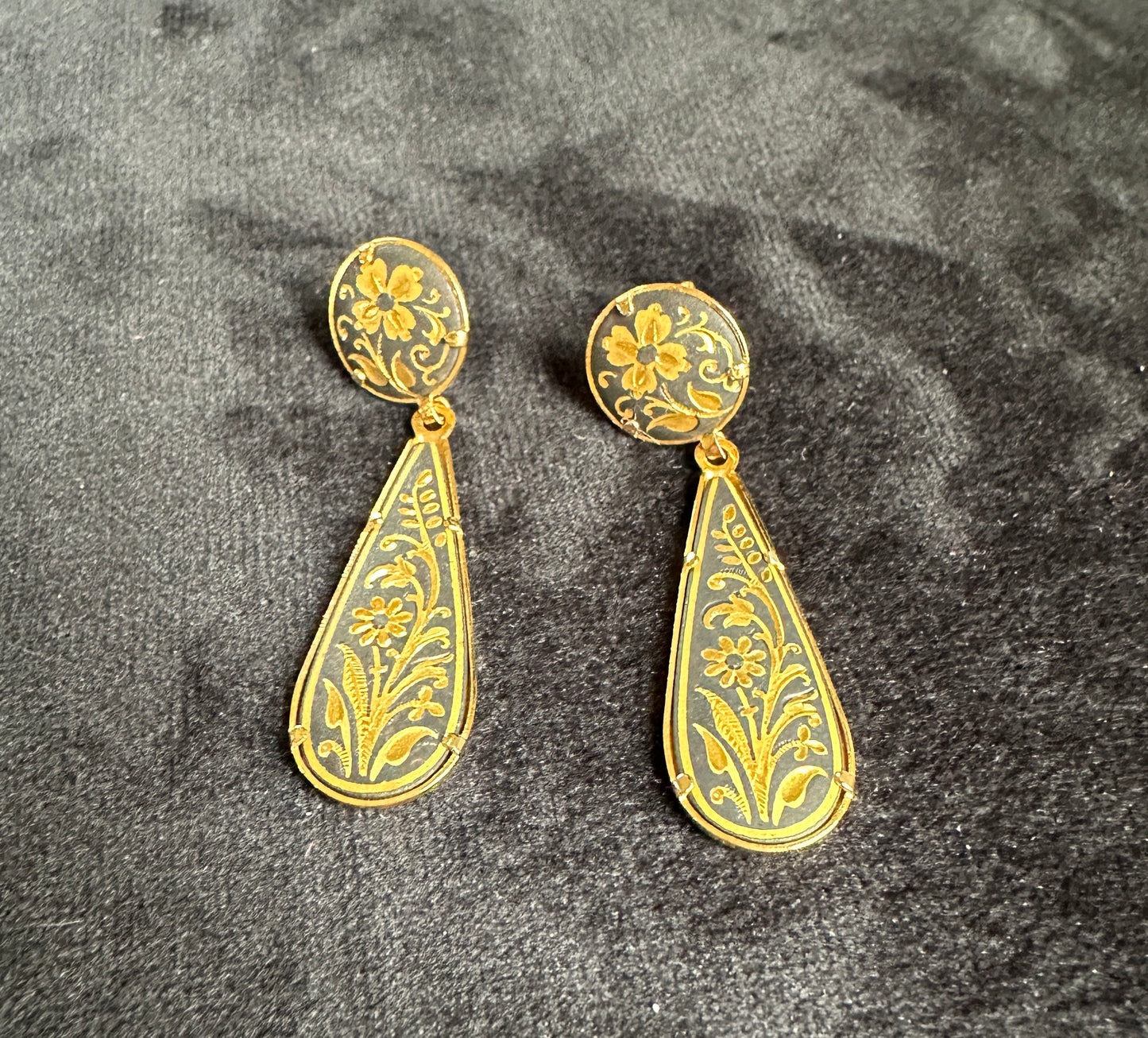 Damascene Teardrop Earrings