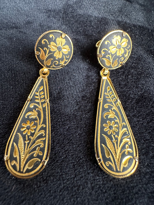 Damascene Teardrop Earrings
