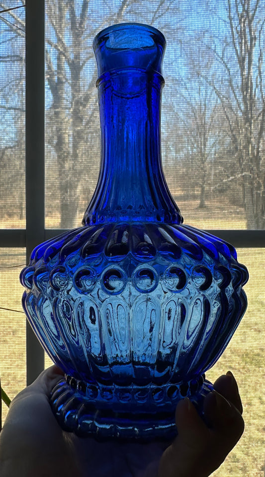 Cobalt Blue Glass Decanter Bottle