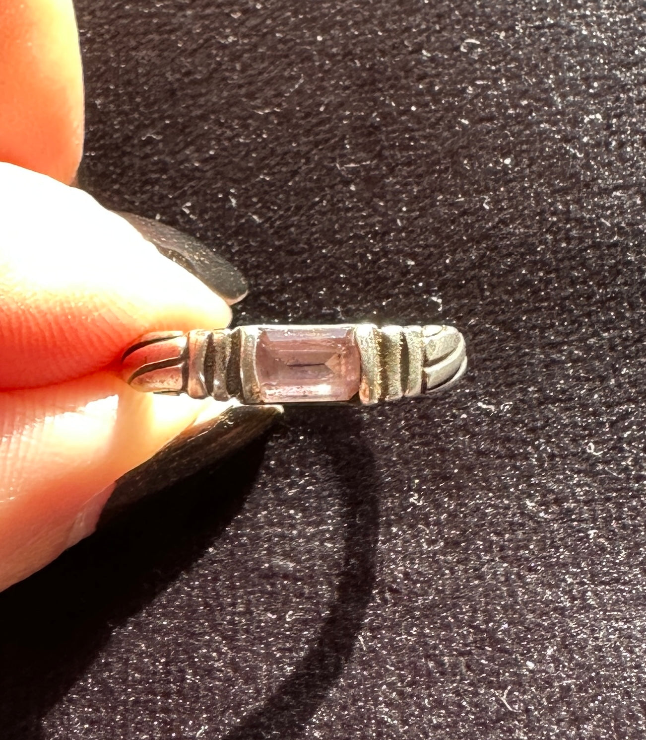 Silver Amethyst Stackable Ring 6.25