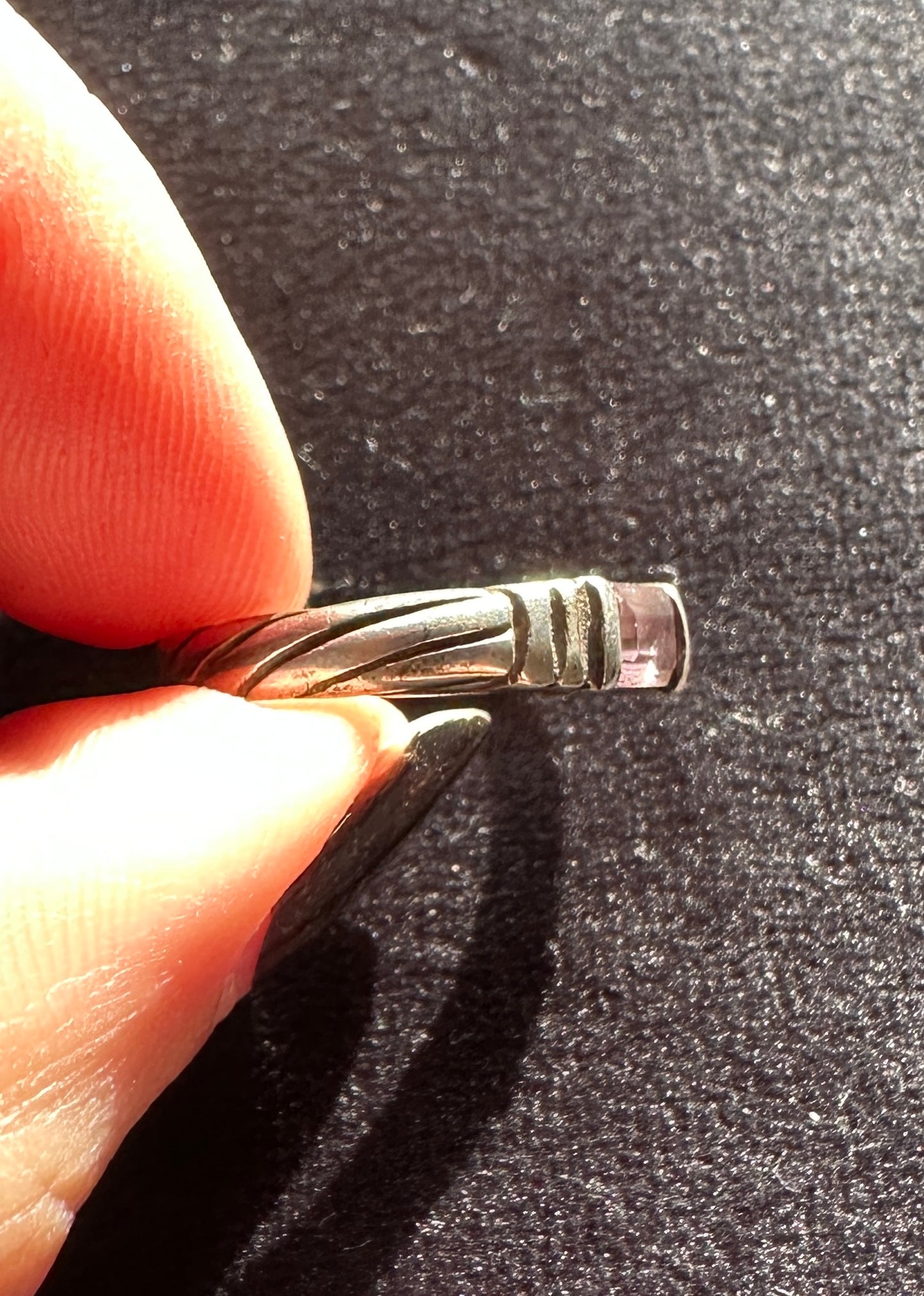 Silver Amethyst Stackable Ring 6.25