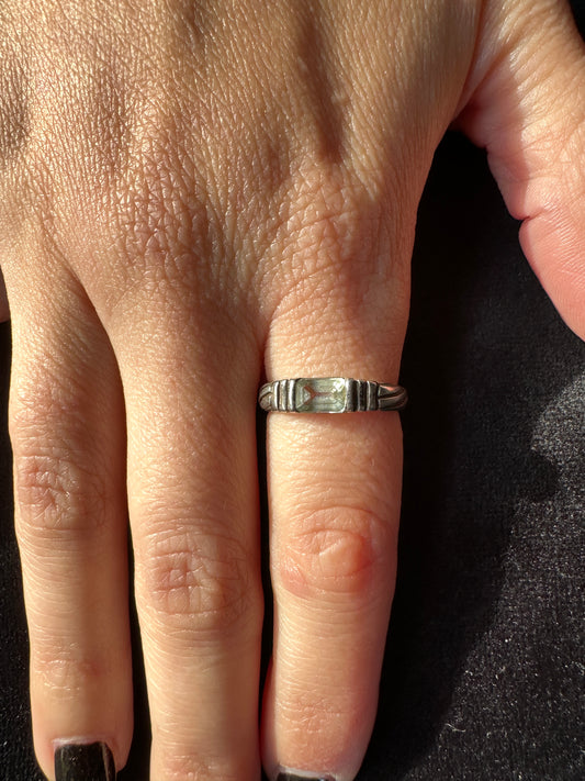 Silver Aquamarine Stackable Ring 6.50