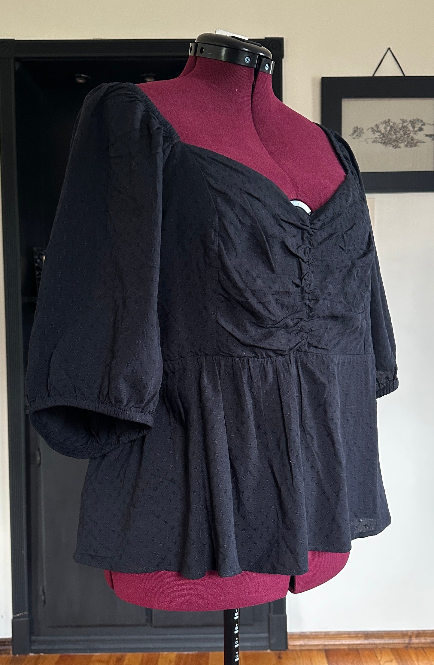 Romantic Puff Sleeve Baby Doll Top 3X