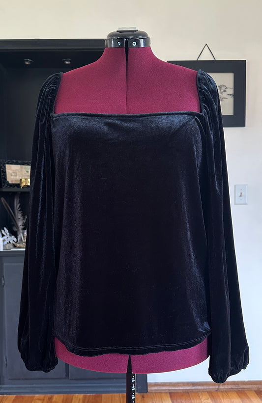 Velvet Puff Sleeve Top 2X
