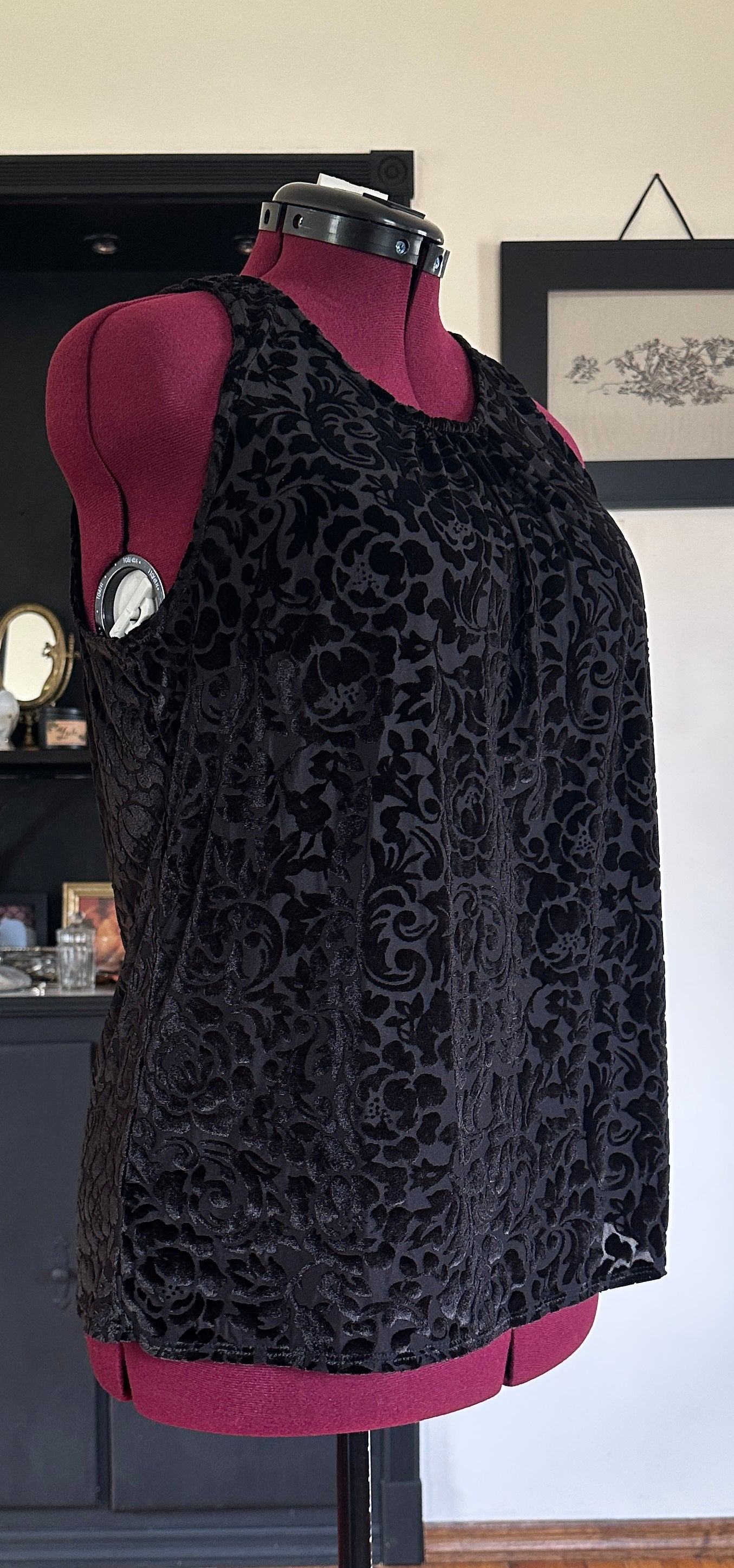 Burnout Velvet Tank Top L