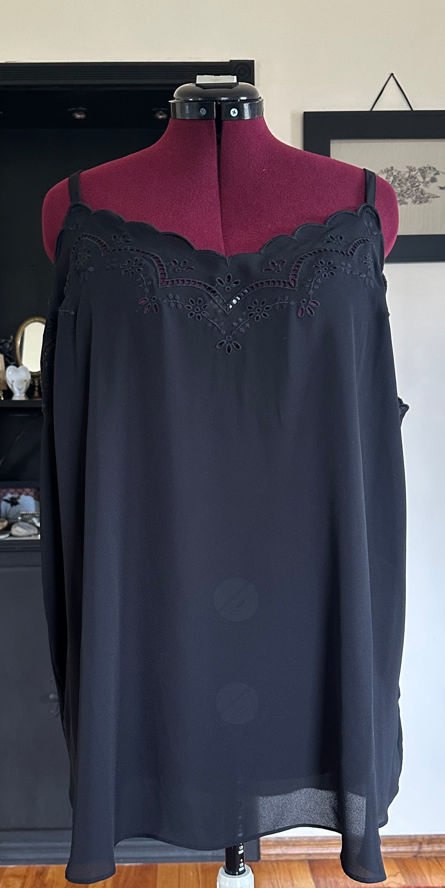 Chiffon Cut Work Tank Top 3X