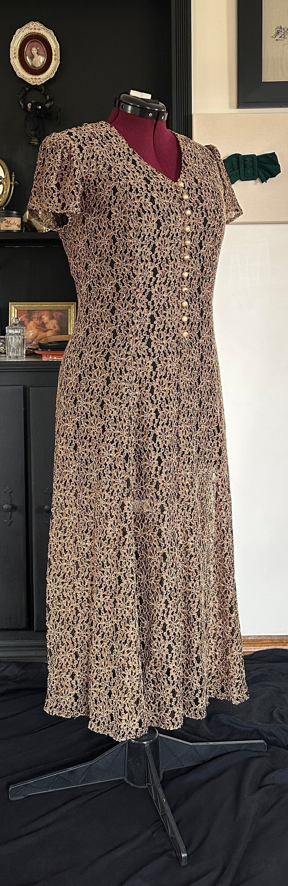 Vintage 90s Lace Dress XL