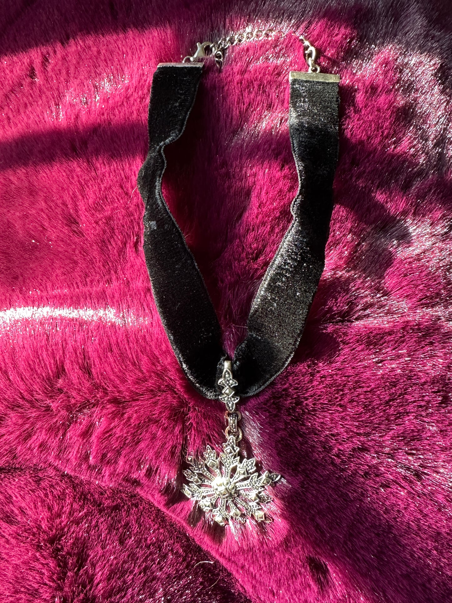 Victorian Style Silver & Velvet Choker