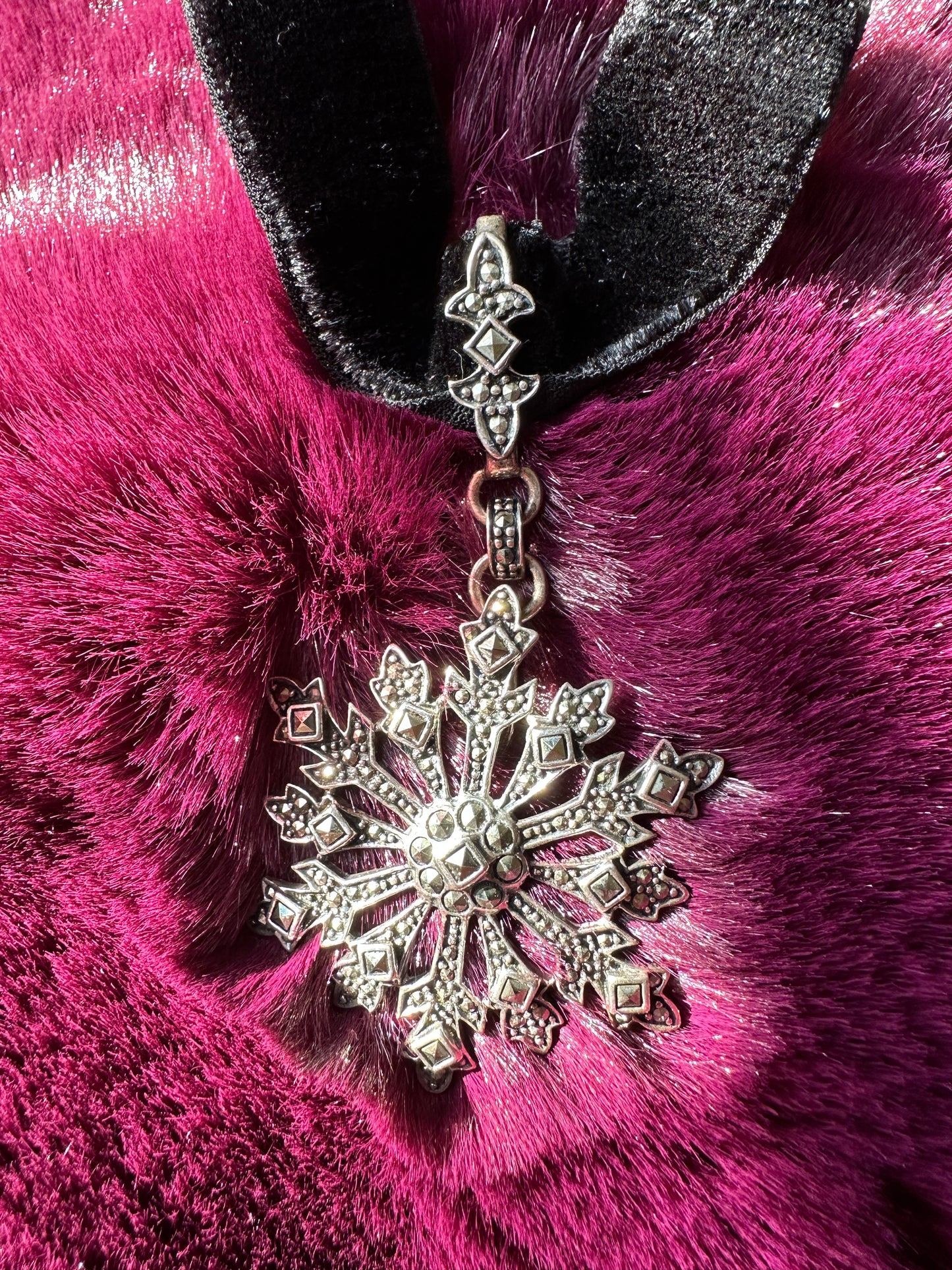 Victorian Style Silver & Velvet Choker