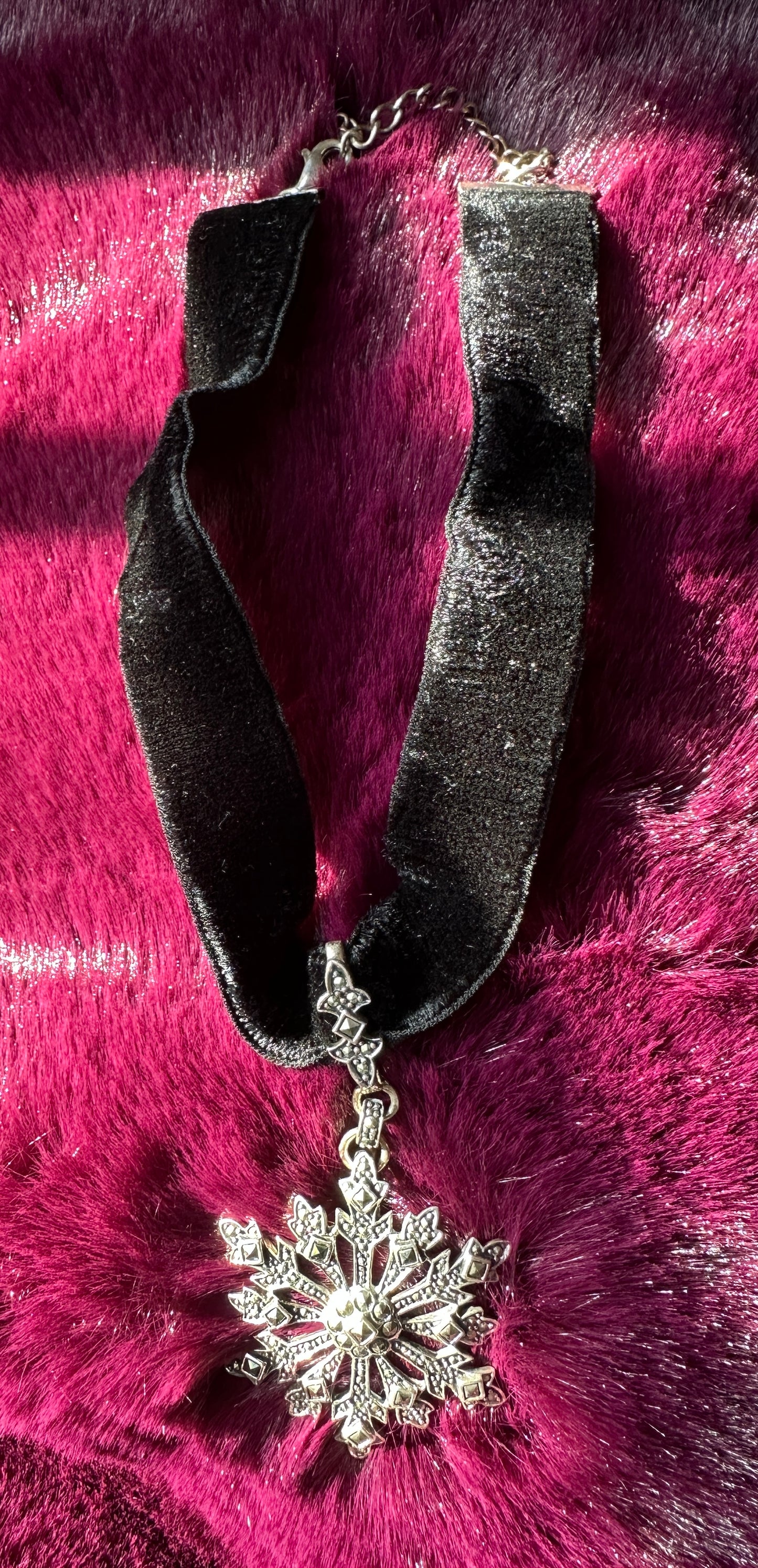 Victorian Style Silver & Velvet Choker