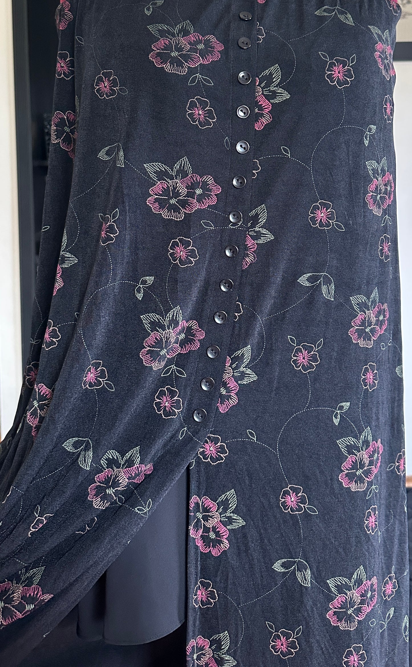 90s Goth Button Front Maxi Skirt
