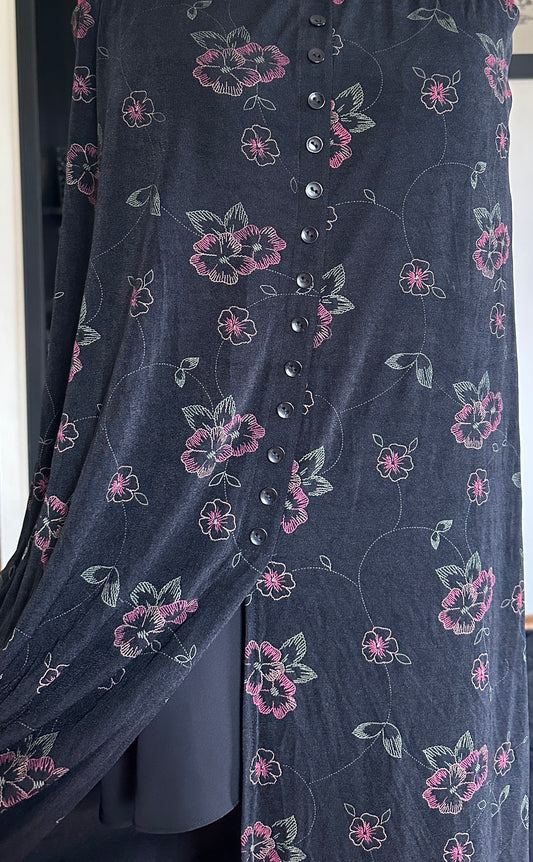 90s Goth Button Front Maxi Skirt