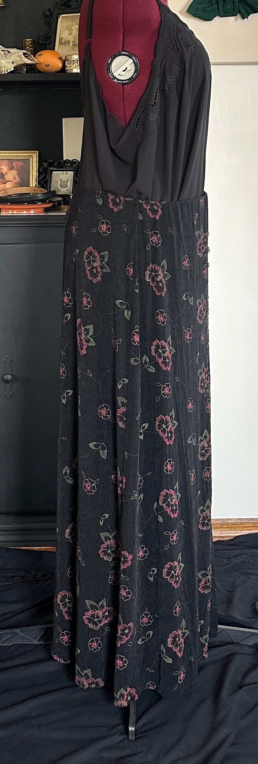 90s Goth Button Front Maxi Skirt