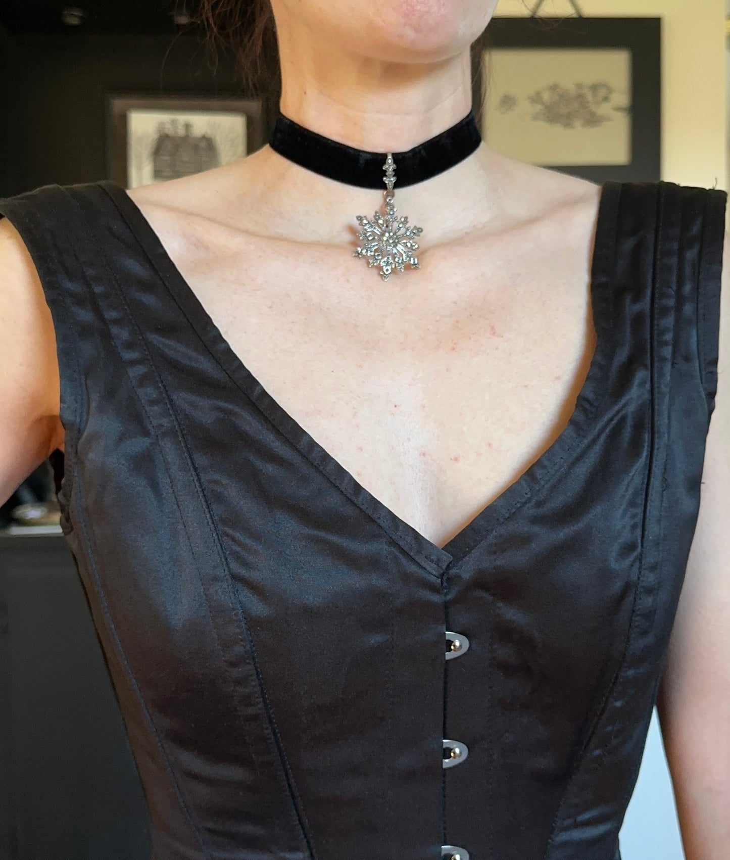 Victorian Style Silver & Velvet Choker