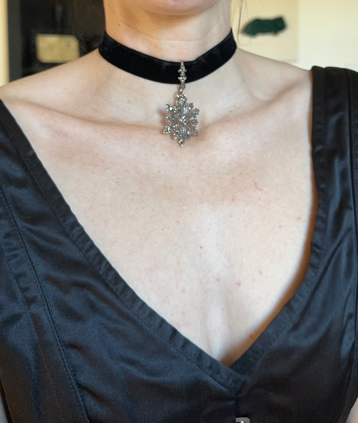 Victorian Style Silver & Velvet Choker