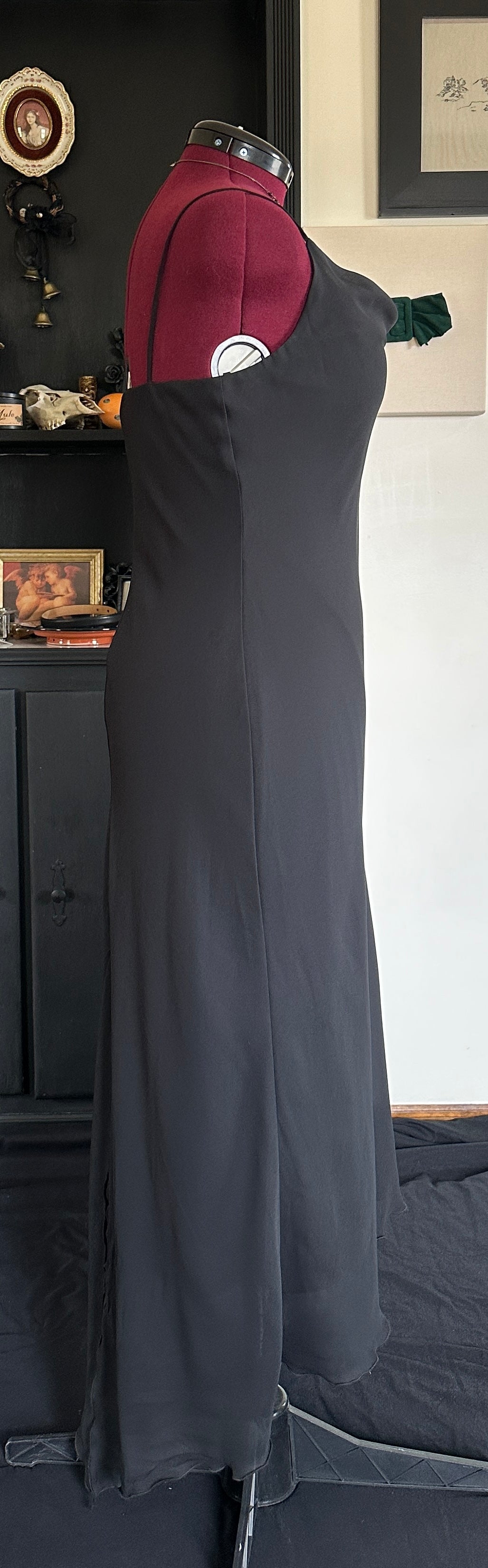 Vintage Bias Cut Goth Gown L