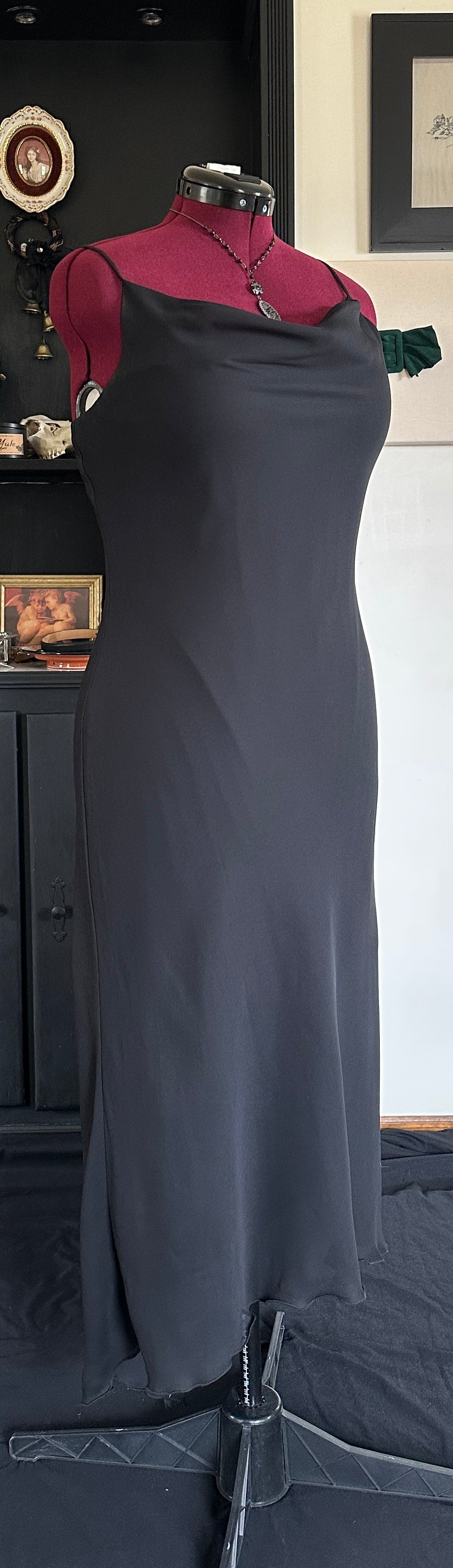 Vintage Bias Cut Goth Gown L