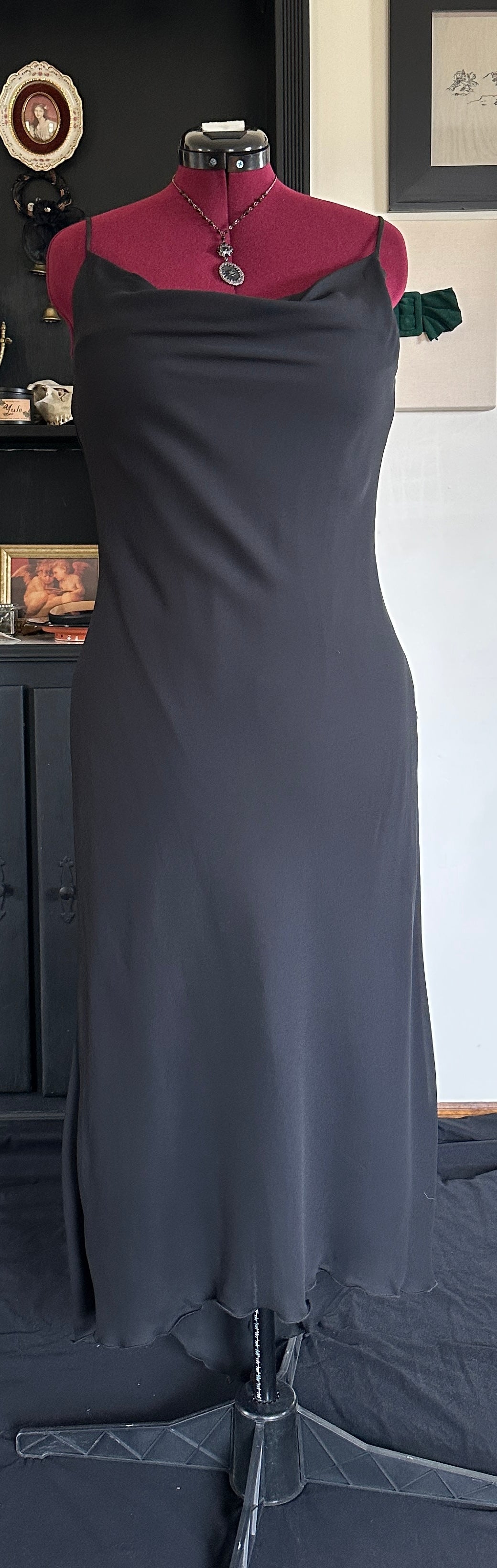 Vintage Bias Cut Goth Gown L