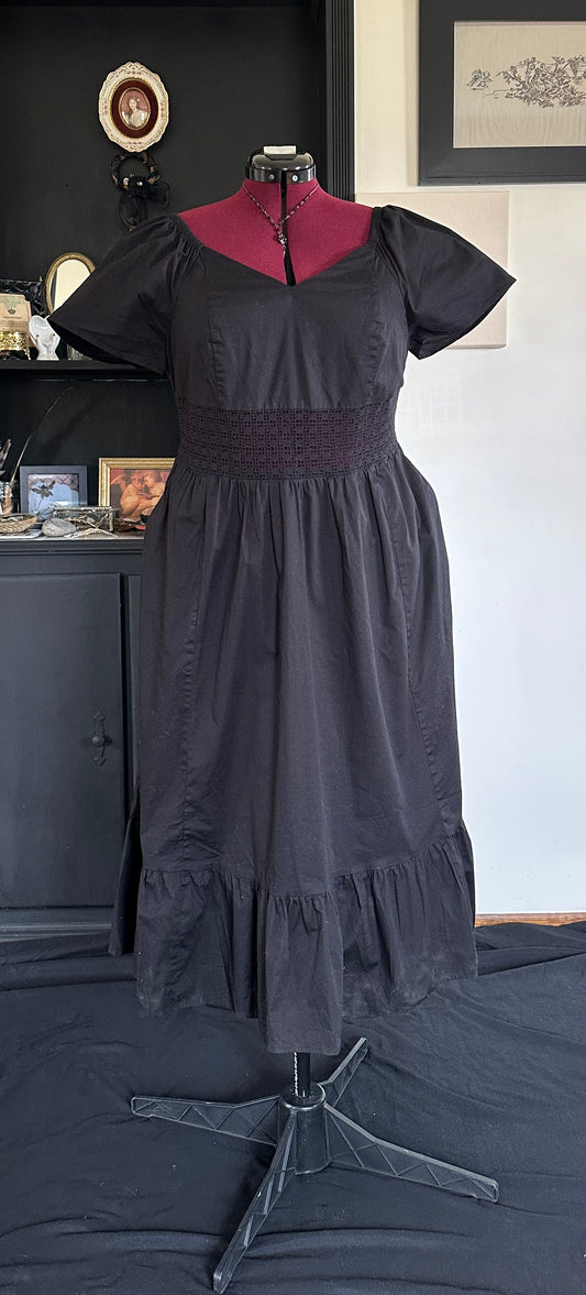 Cottage Core Cotton & Flutter Sleeve Dress XXL