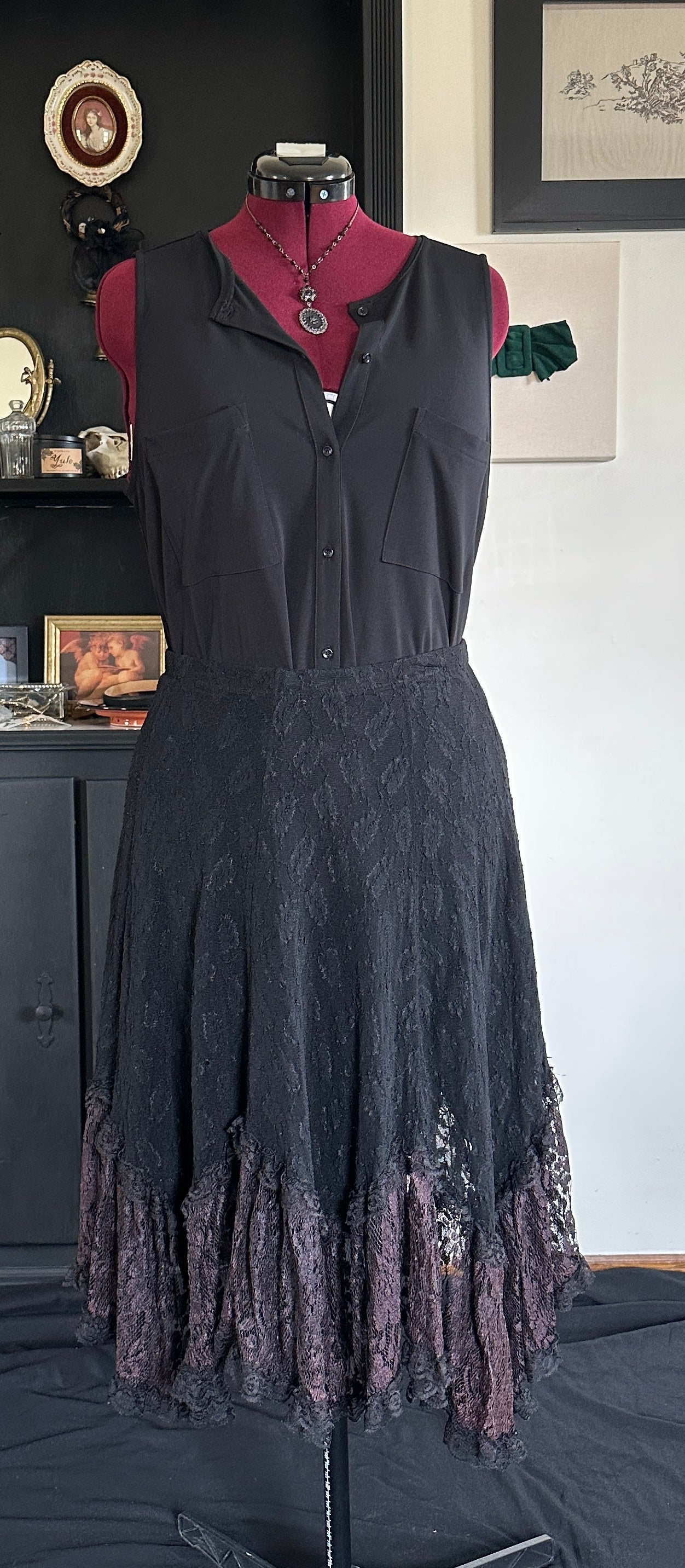 Vintage 80s Goth Lace Skirt