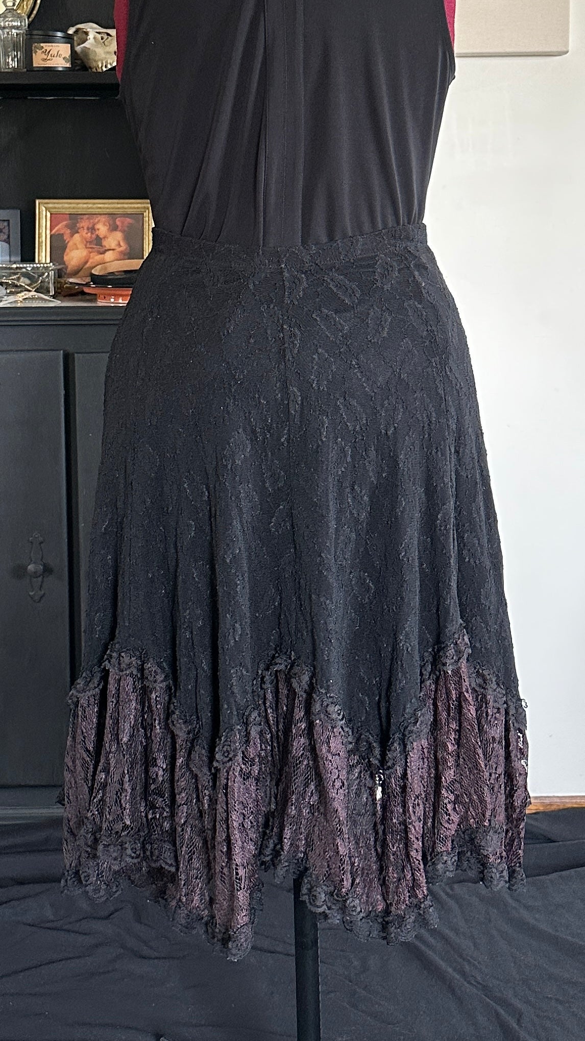 Vintage 80s Goth Lace Skirt