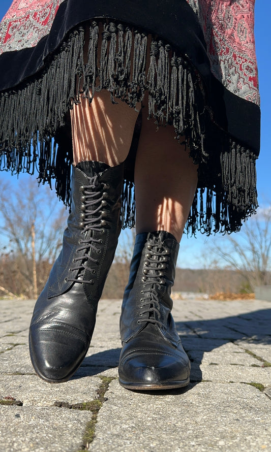 80s Lace Up Victorian Revival Boots SZ 7