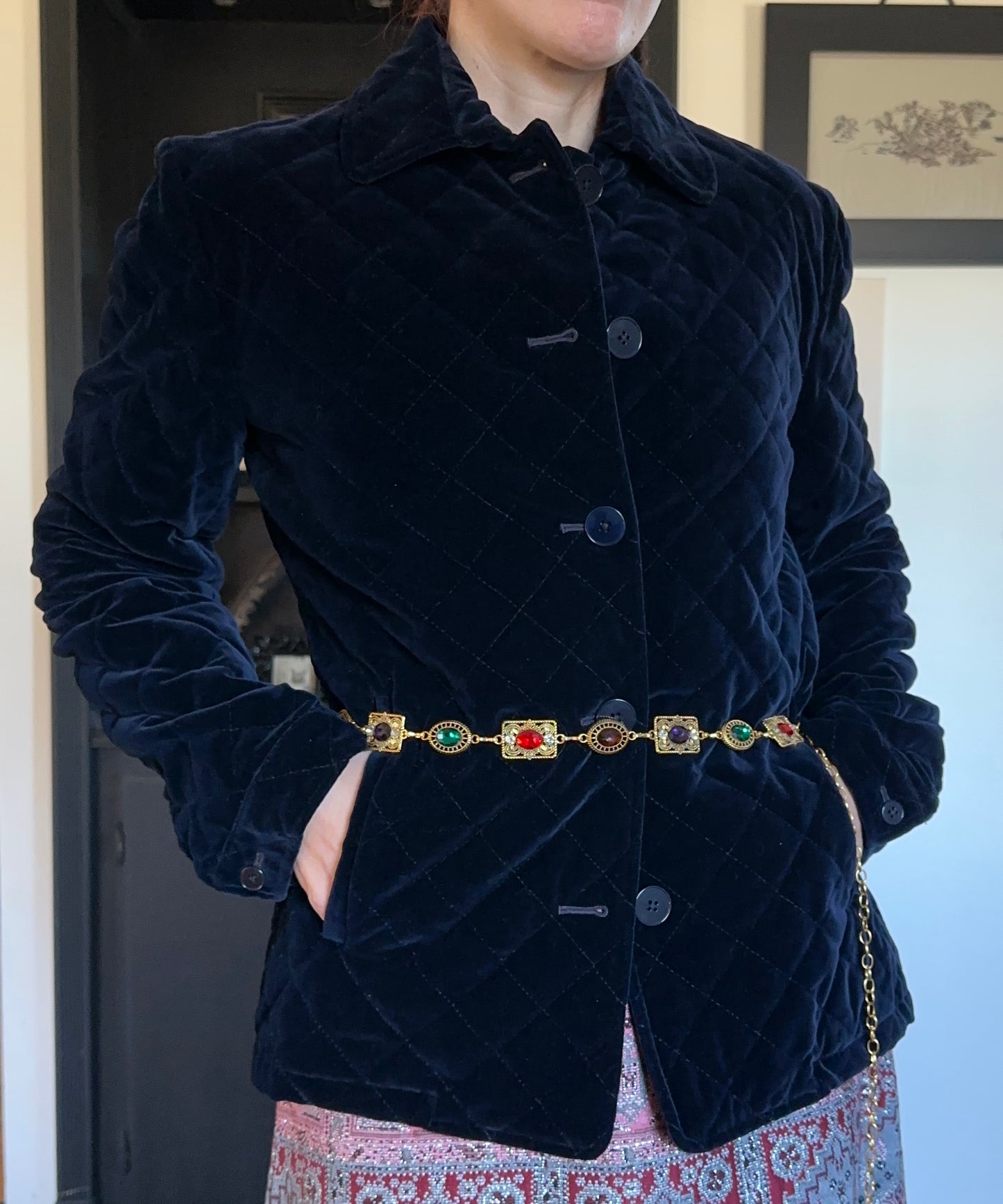 Vintage Ralph Lauren Quilted Velvet Blazer M