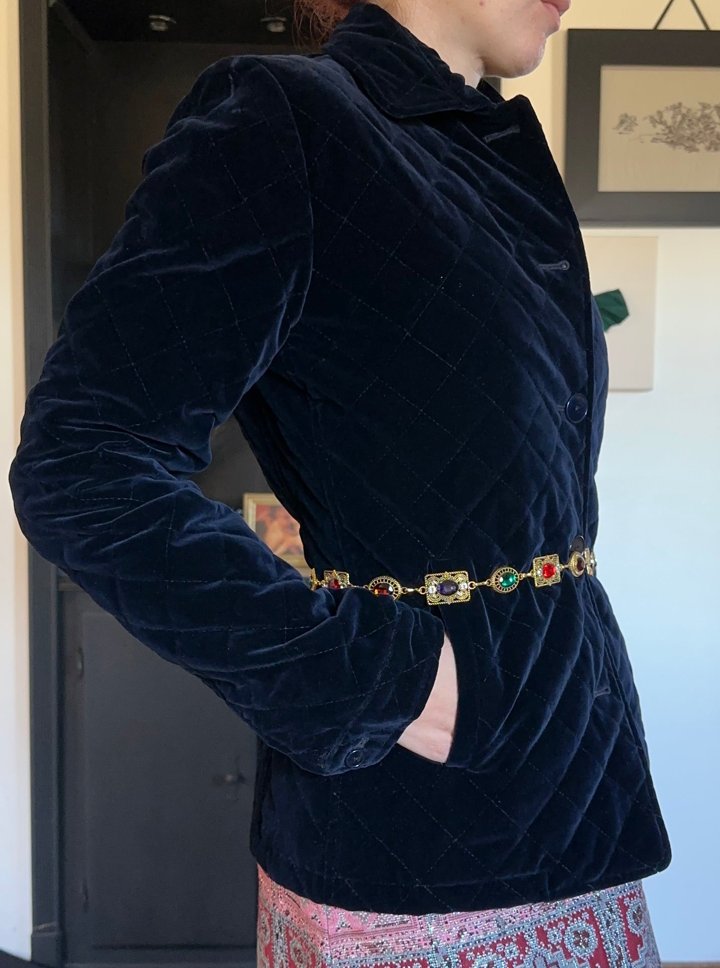 Vintage Ralph Lauren Quilted Velvet Blazer M