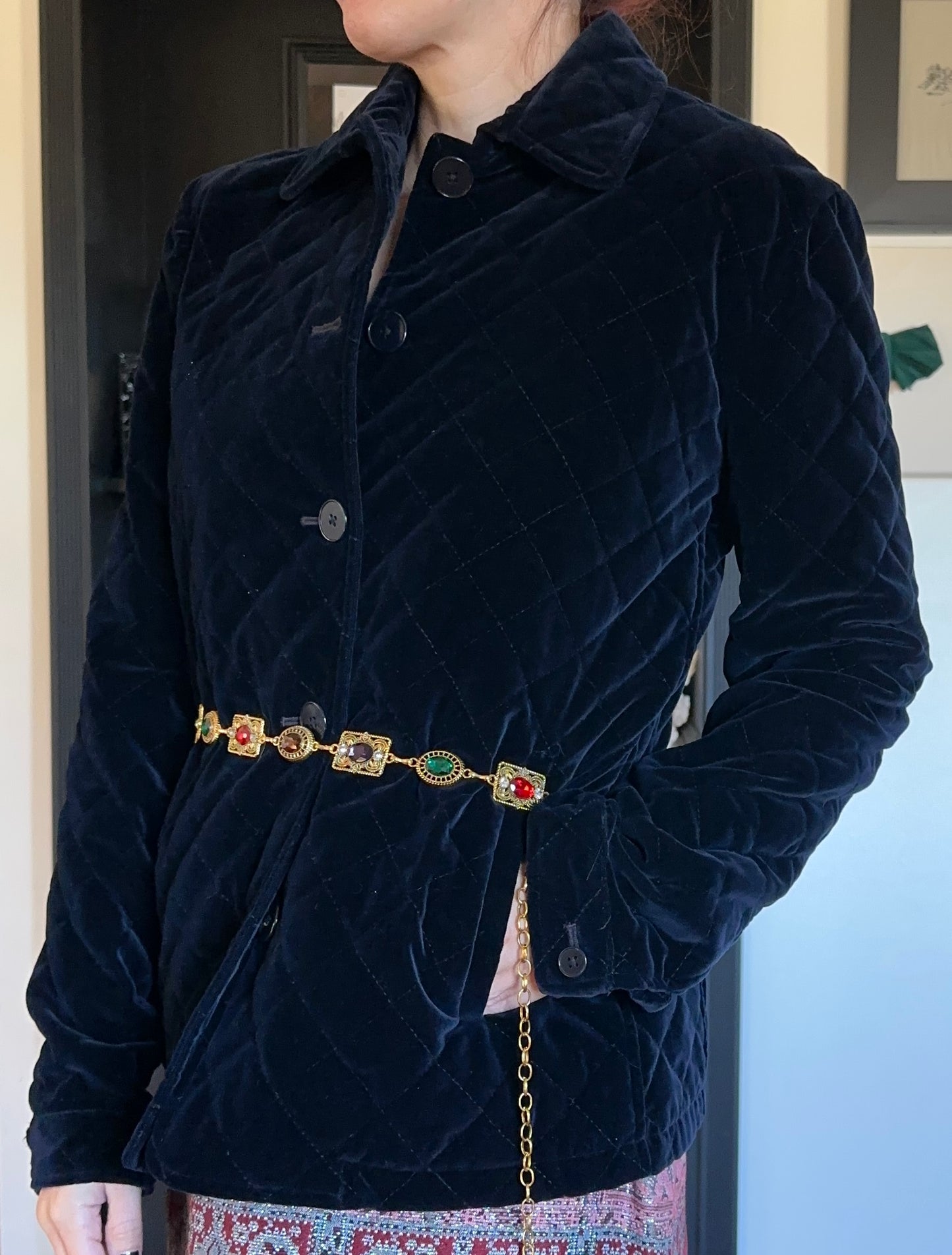 Vintage Ralph Lauren Quilted Velvet Blazer M