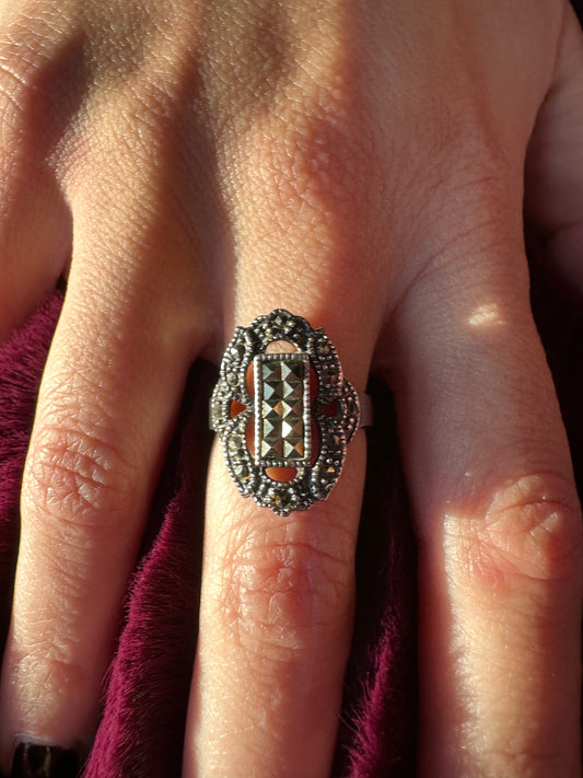 Silver And Marcasite Ring SZ 6.5