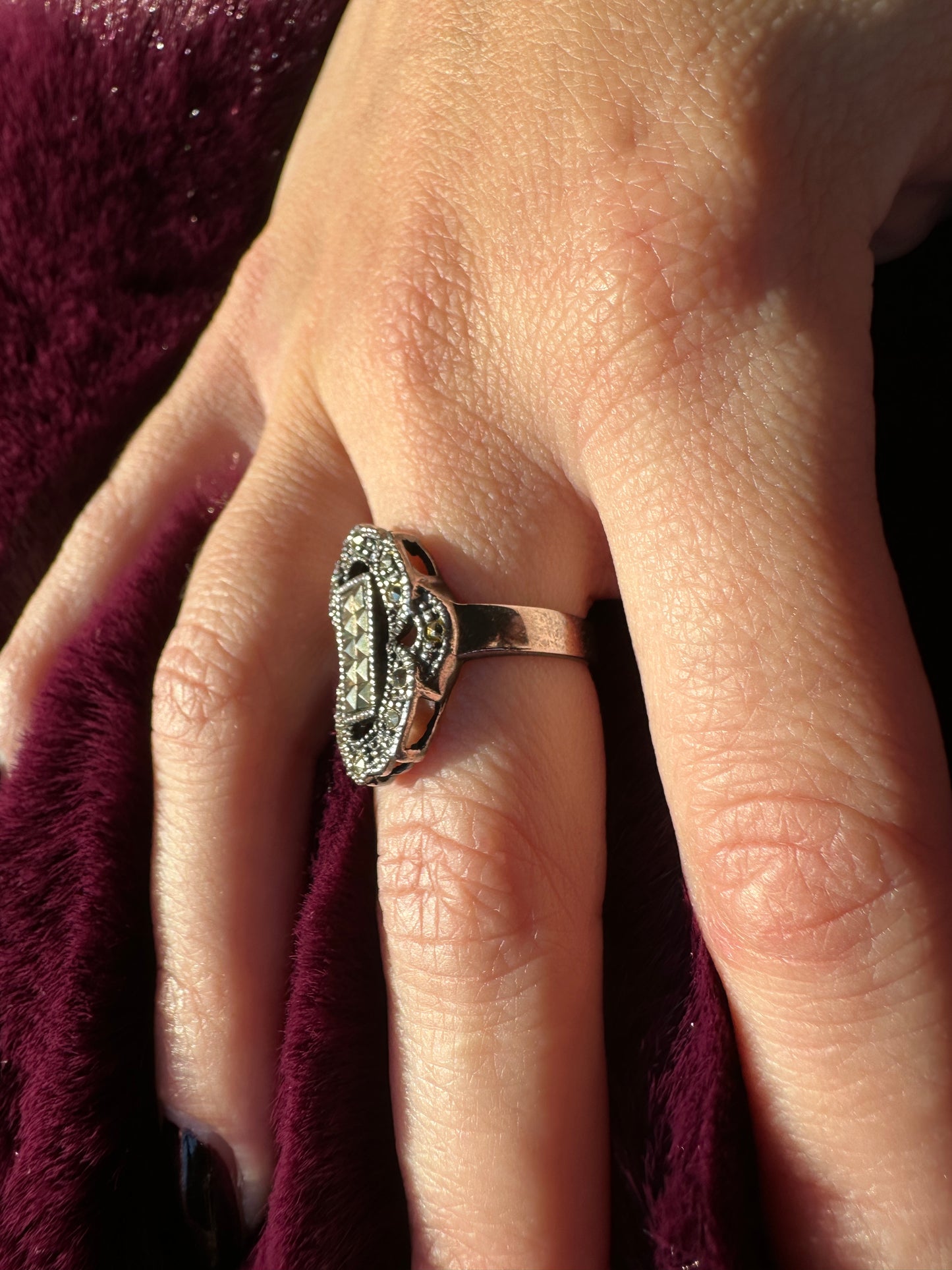 Silver And Marcasite Ring SZ 6.5