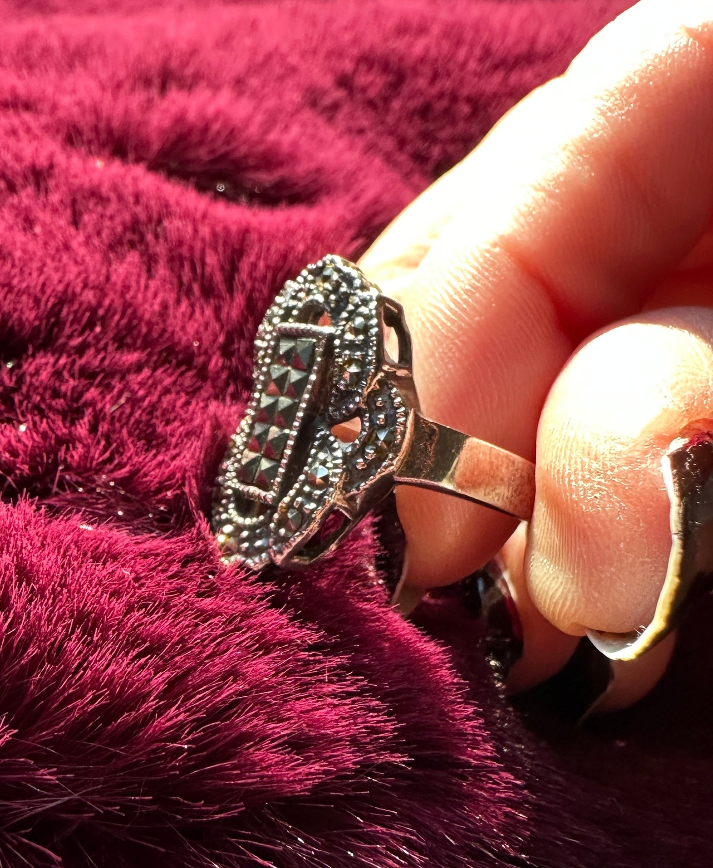 Silver And Marcasite Ring SZ 6.5