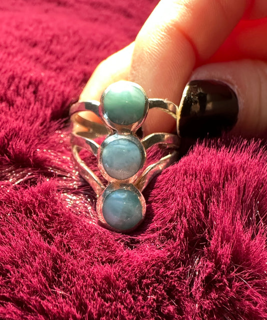 Silver Larimar Ring SZ 9