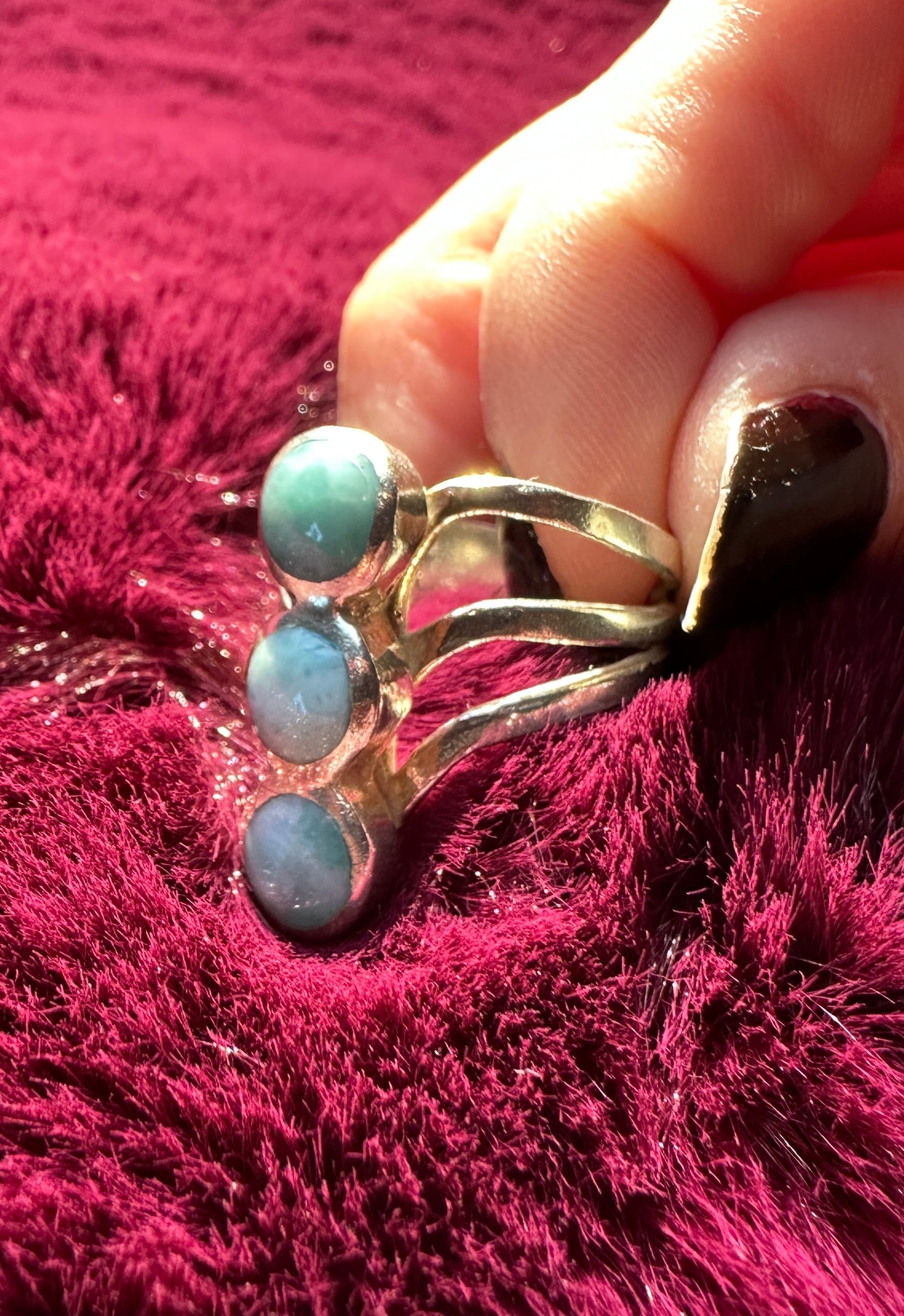 Silver Larimar Ring SZ 9