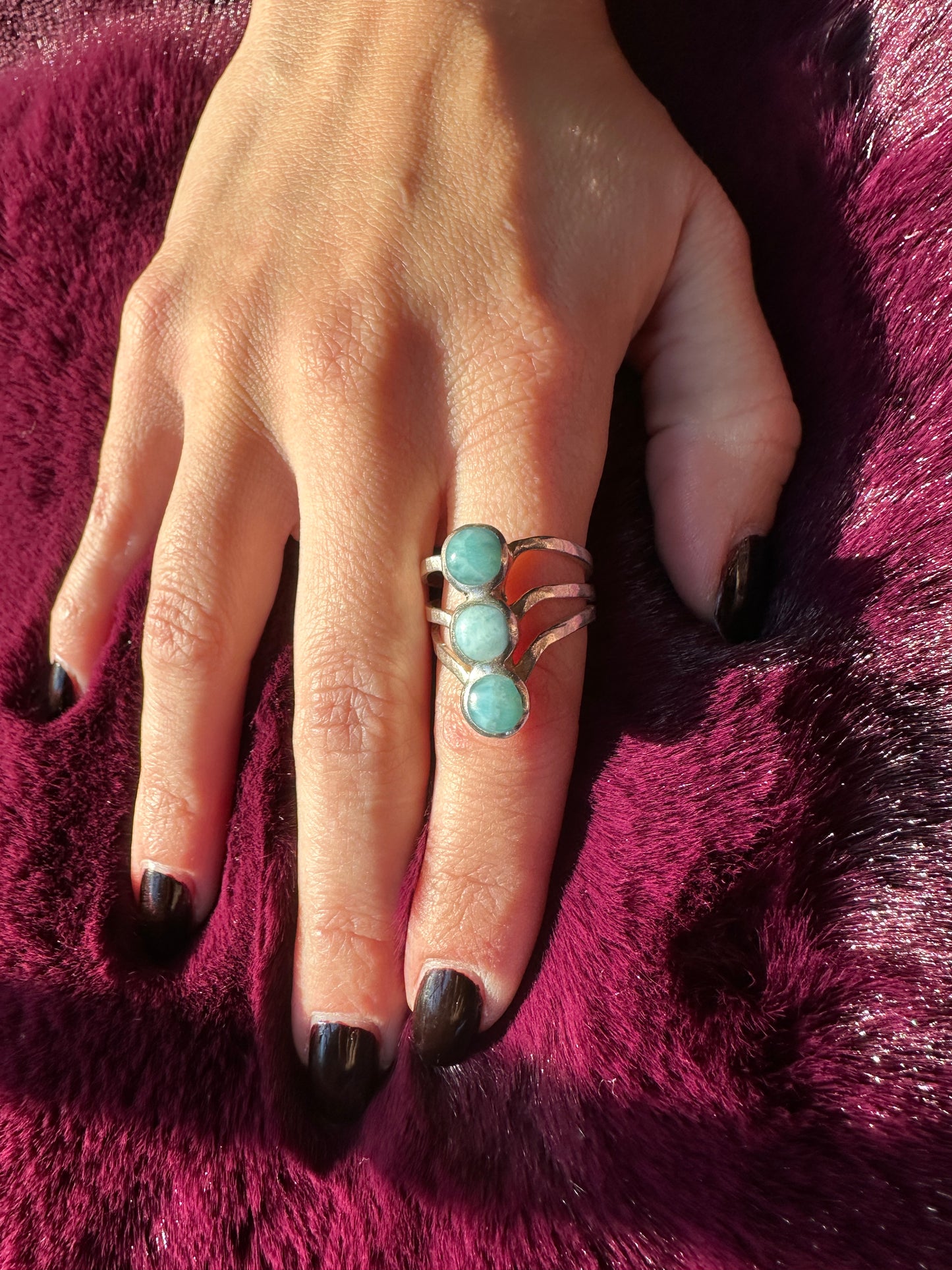Silver Larimar Ring SZ 9