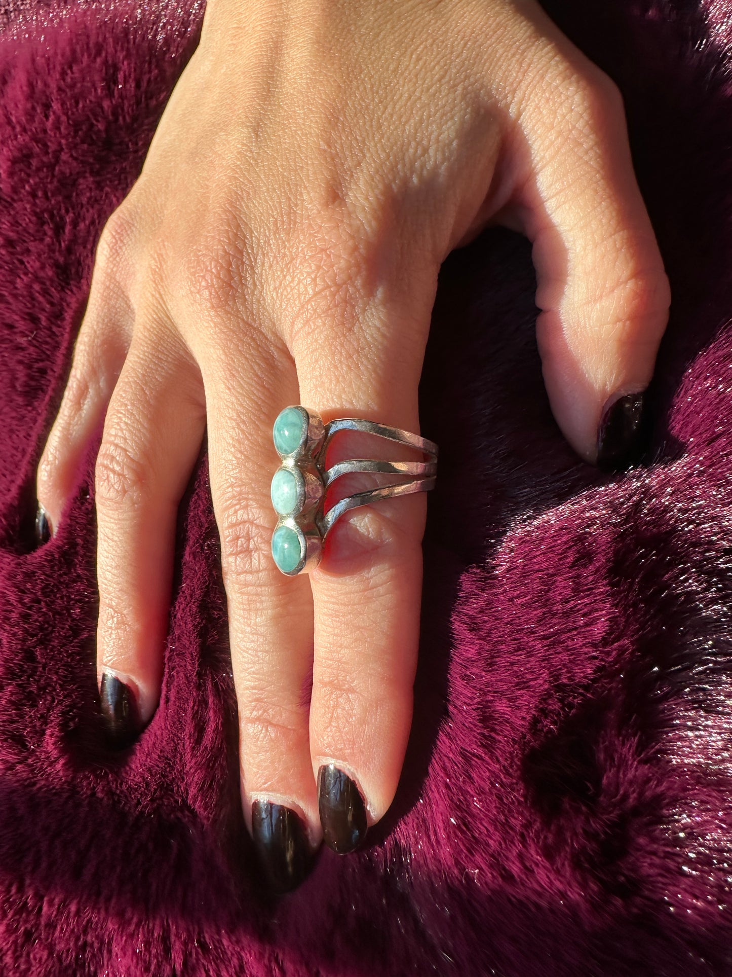 Silver Larimar Ring SZ 9