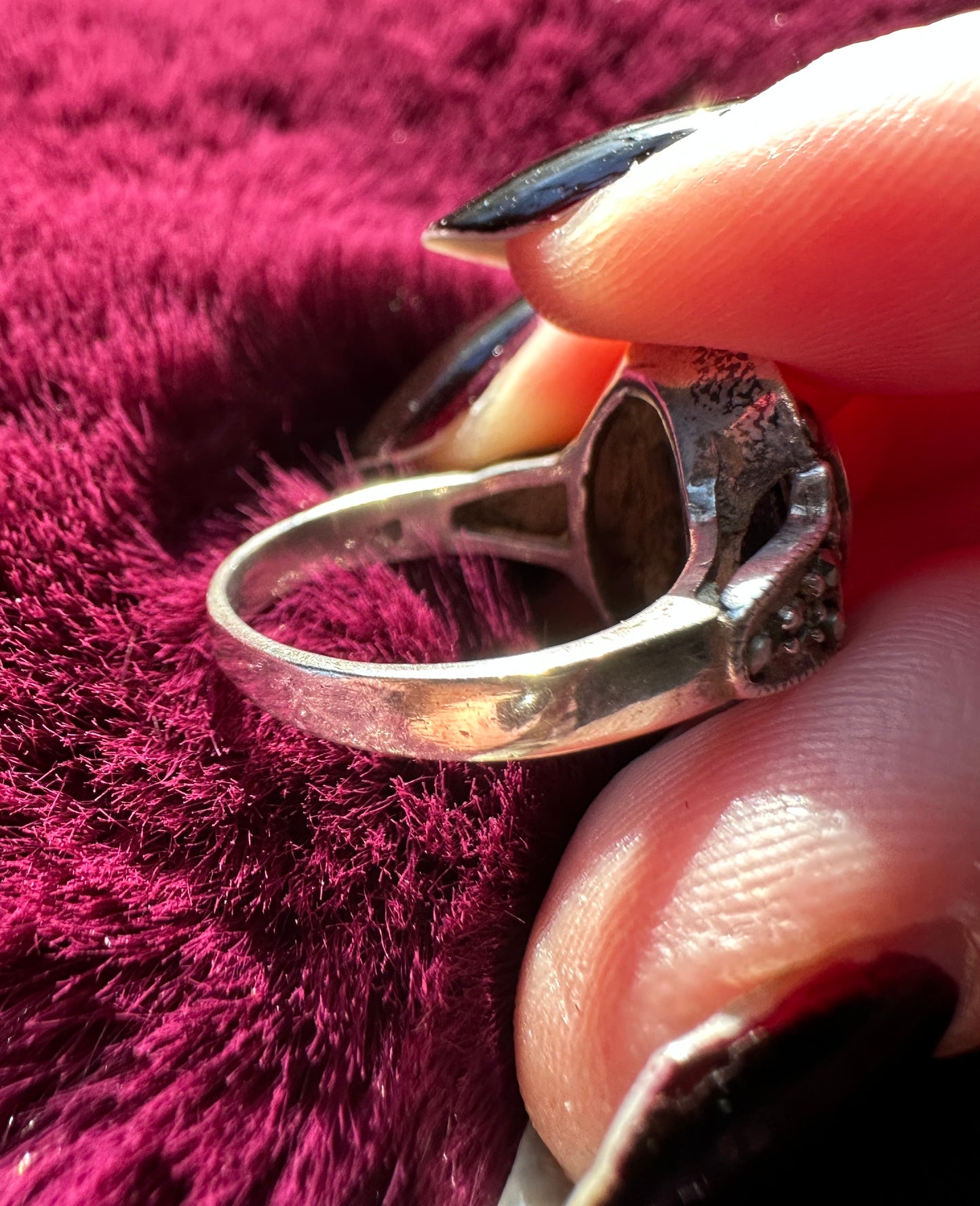 Onyx And Marcasite Ring SZ 6