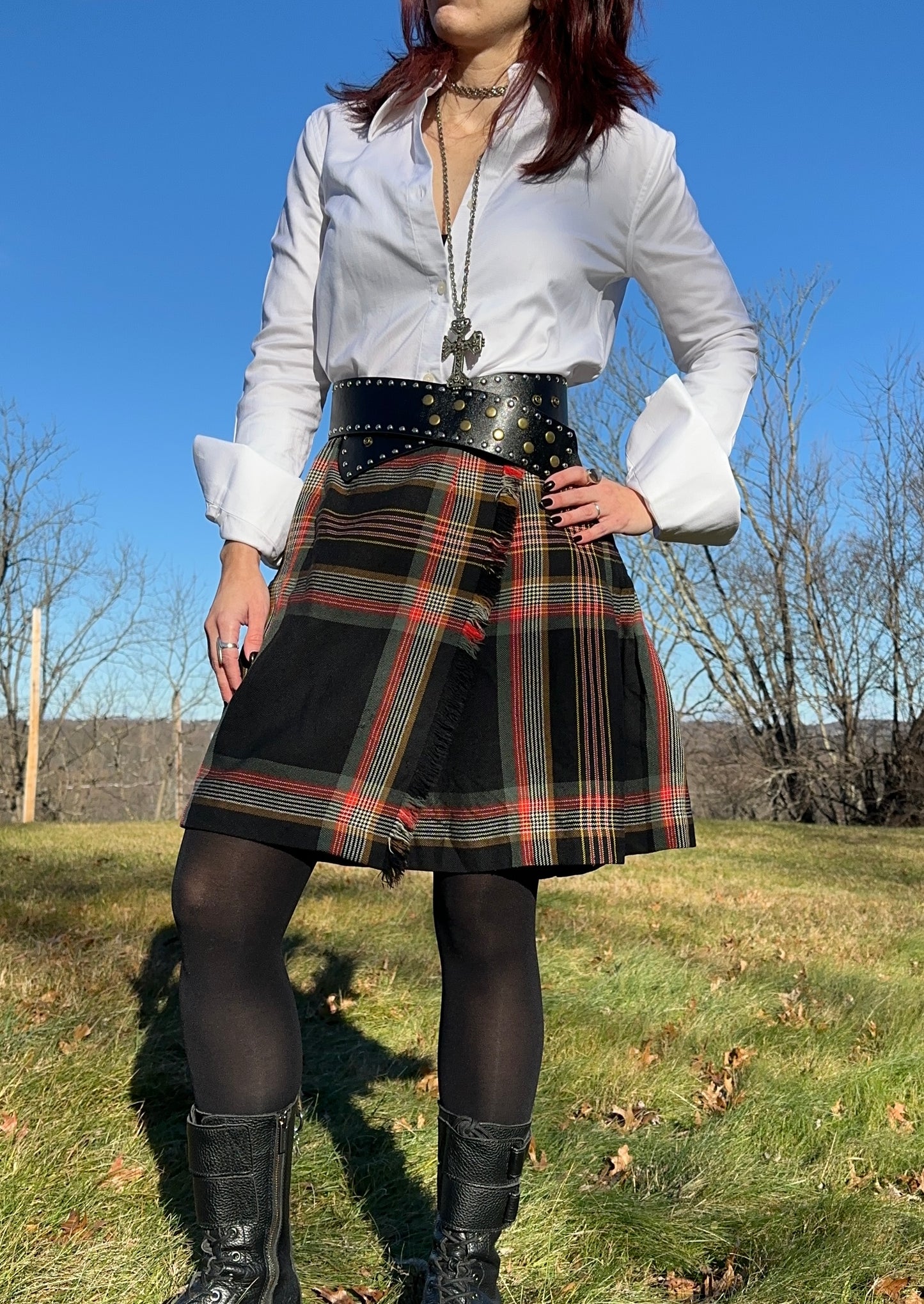St. Laurent Wool Tartan Skirt SZ 14