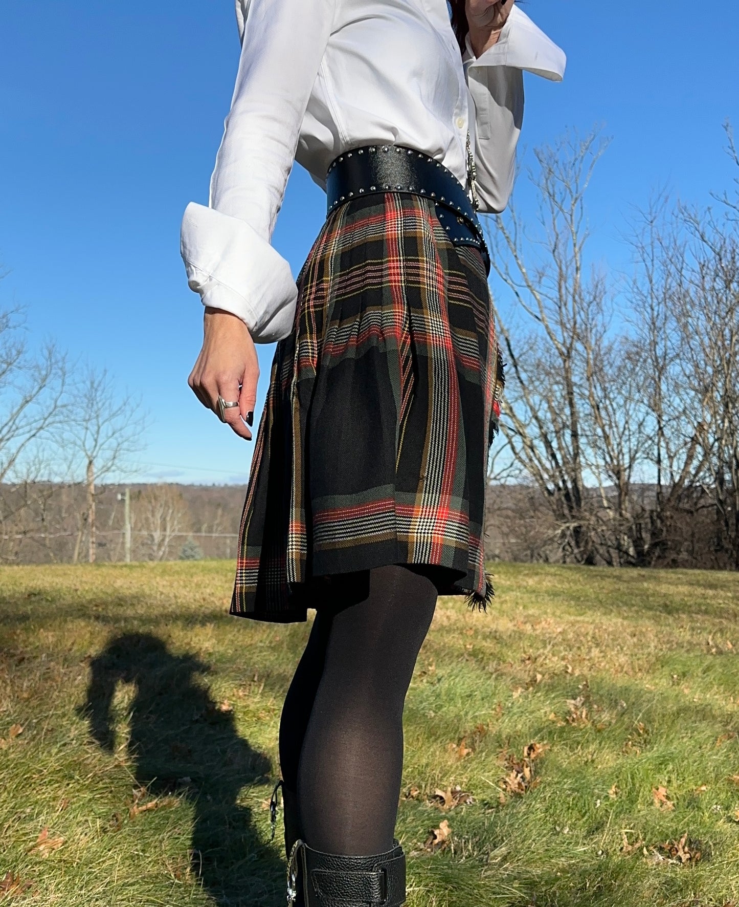 St. Laurent Wool Tartan Skirt SZ 14