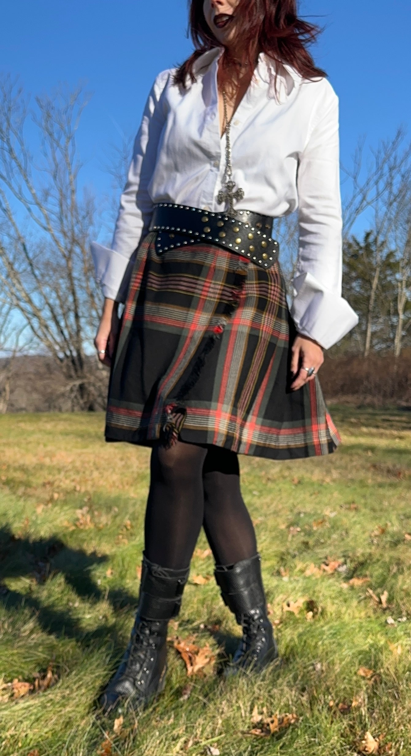 St. Laurent Wool Tartan Skirt SZ 14