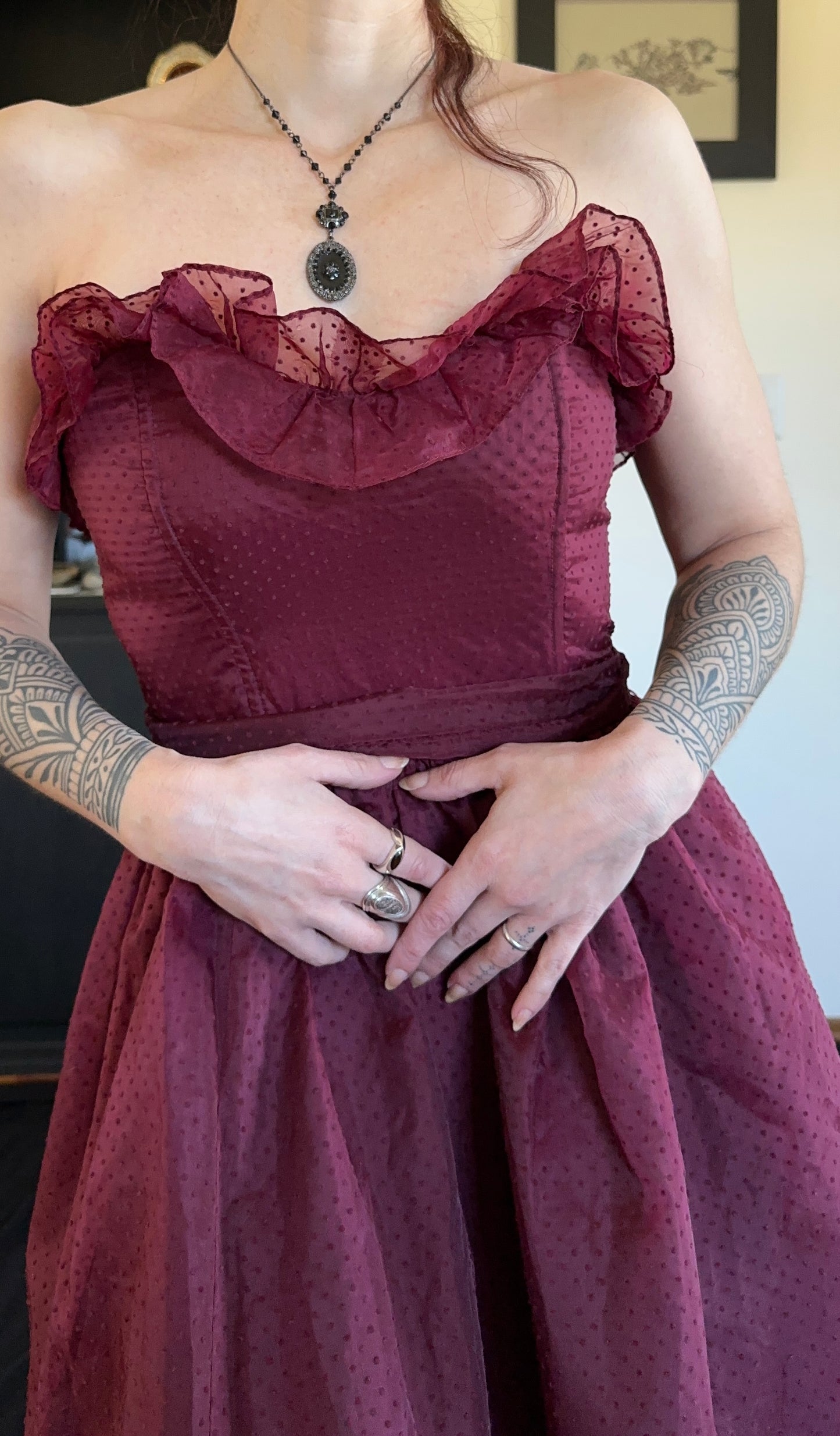 Vintage 80s Gunne Sax Strapless Dress SZ 6