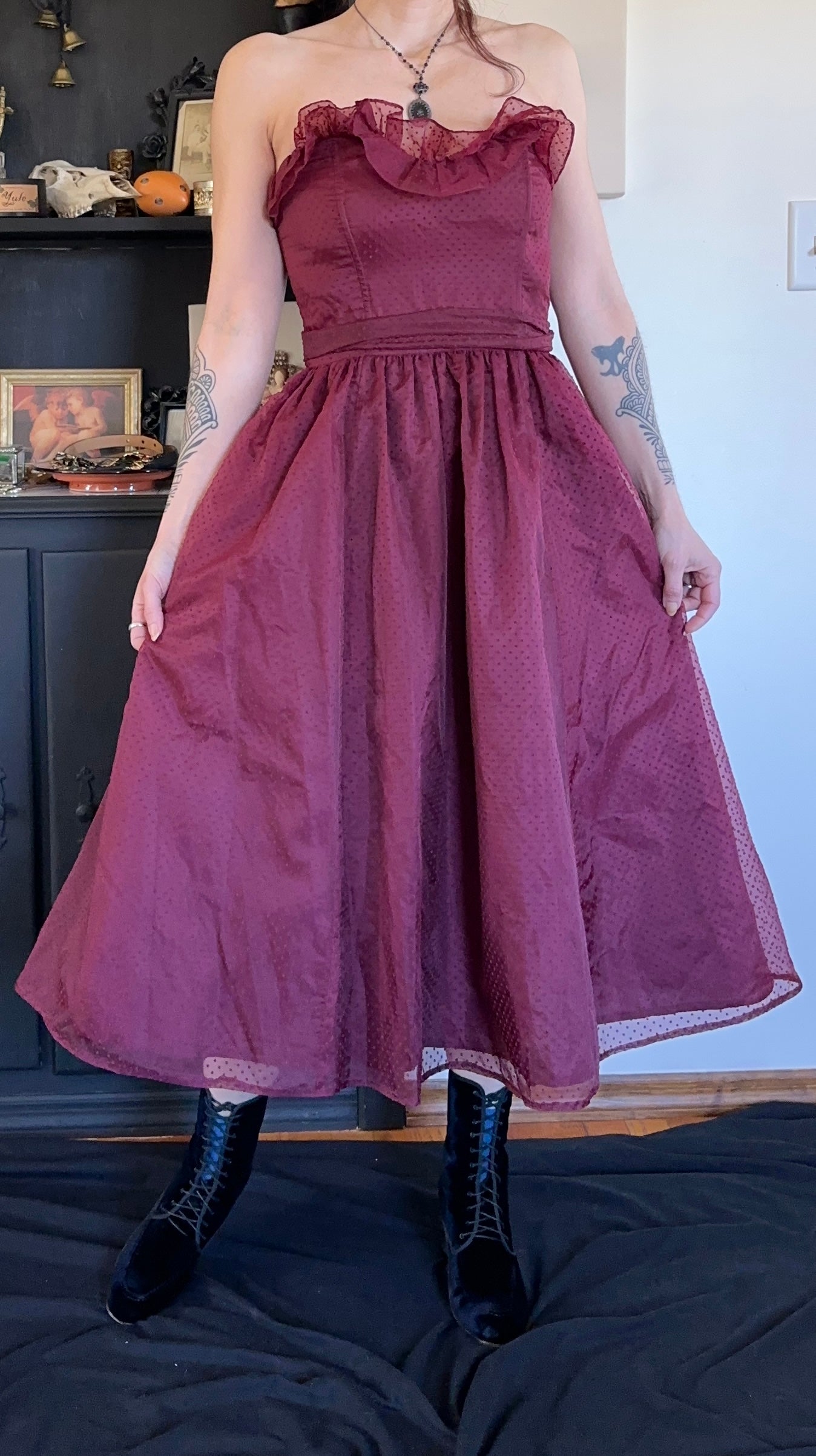 Vintage 80s Gunne Sax Strapless Dress SZ 6