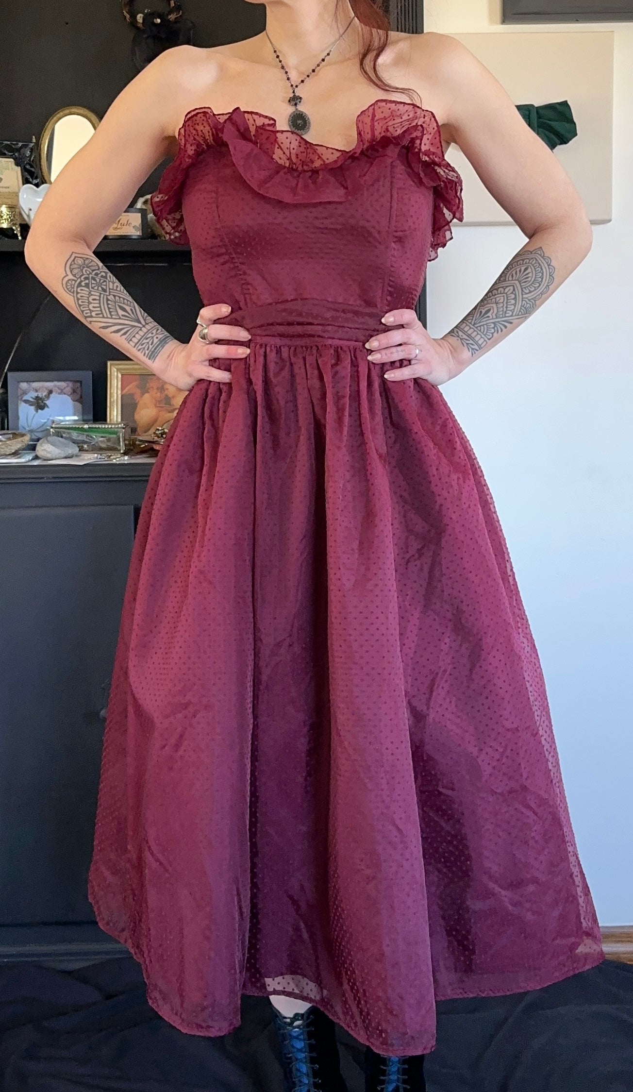 Vintage 80s Gunne Sax Strapless Dress SZ 6