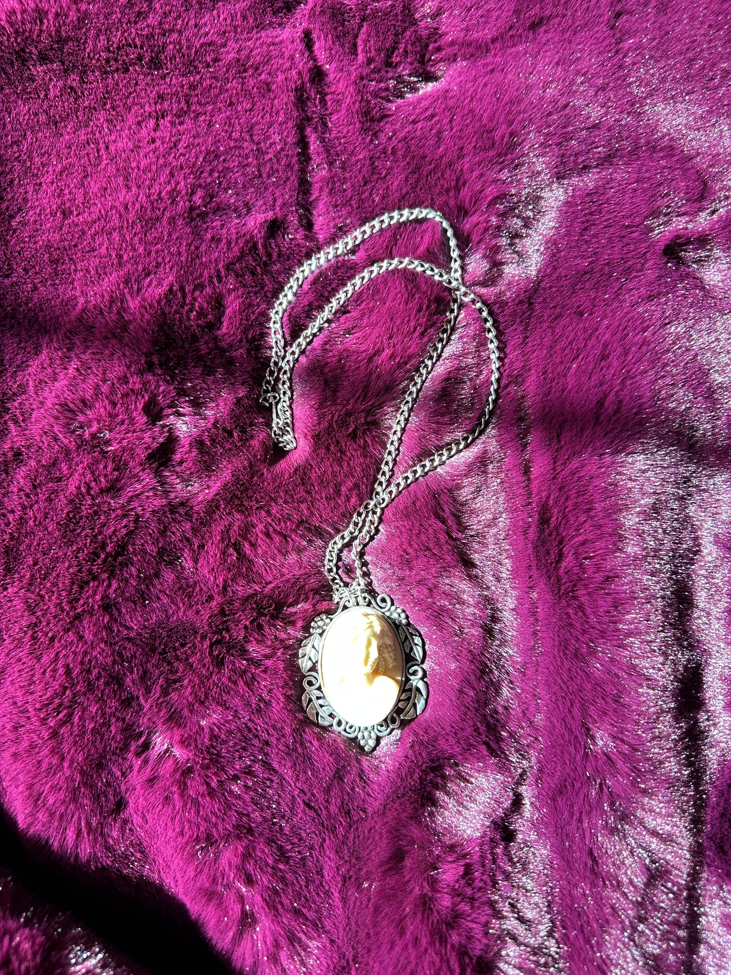 Silver Goddess Cameo Necklace